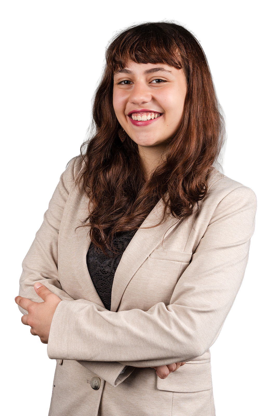 Marika Pescosolido smiling with her arms crossed